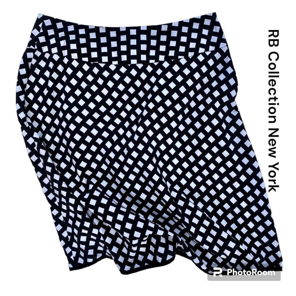 NEW RB Collection New York SZ 12 Black White Checkered Print Skirt